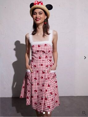 NWT Disney Her Universe Mickey Mouse Cherry Gingham Retro Dress Size Medium
